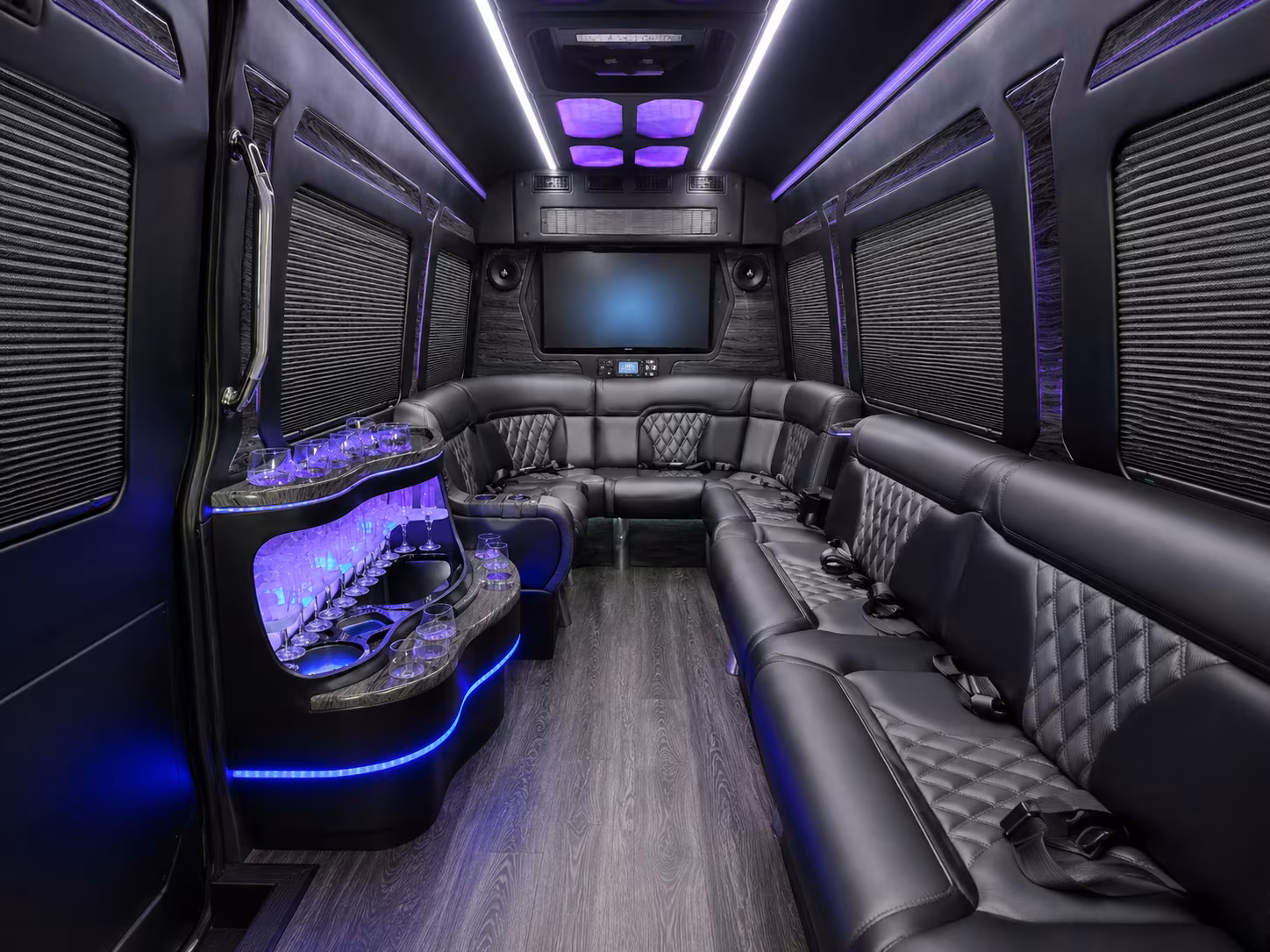 columbus 25 passenger party bus inside